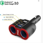 Opluz QC3.0 Smart Car Charger 2 Socket + Usb, Multifunction. Fixed Price $38.00.
